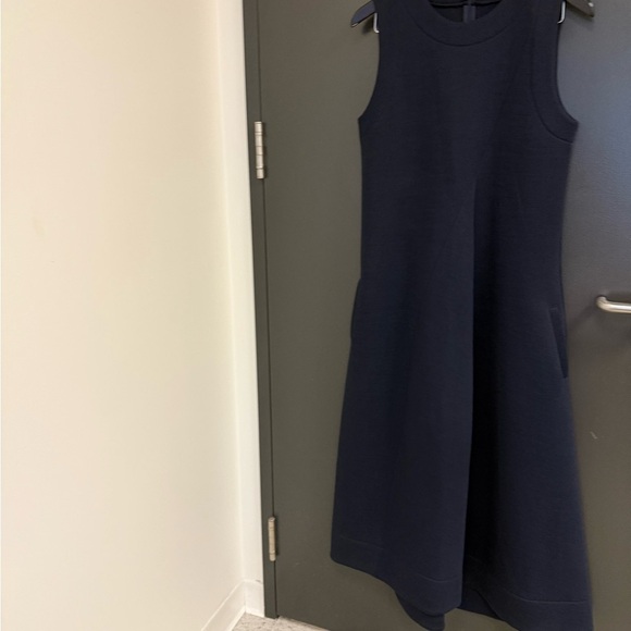 Jil Sander size 10 Laine Wool EUC long Blue A-Line Crew Neck Dress- thicker wool - Picture 4 of 15